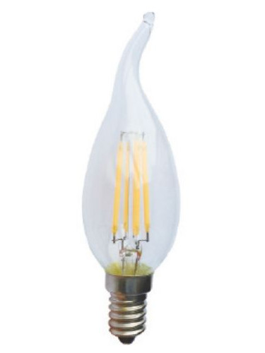 Лампа LED Filament E14 Candle 4W 4000K Dimmable Tip  (10 τεμάχια)