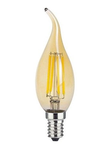 Лампа LED Filament E14 Candle 4W 2700K Dimmable Amber Tip  (10 τεμάχια)