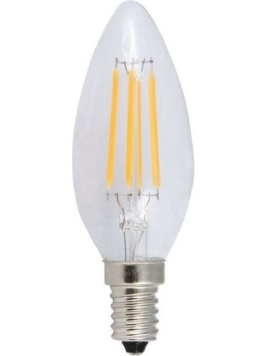 Лампа LED Filament E14 Candle 6W 4000K Dimmable  (10 τεμάχια)