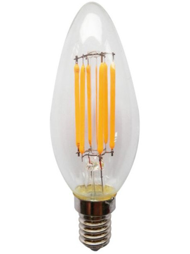 Лампа LED Filament E14 Candle 6W 2700K Dimmable  (10 τεμάχια)