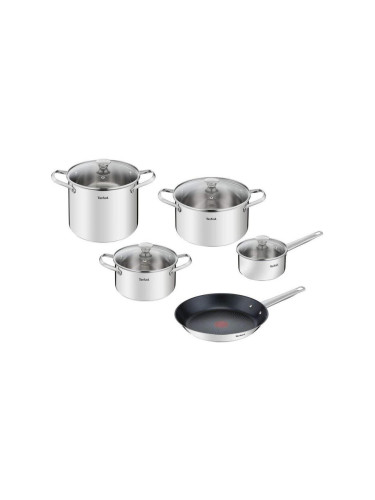 Tefal - Комплект съдове за готвене COOK EAT 9 части, неръждаема стомана