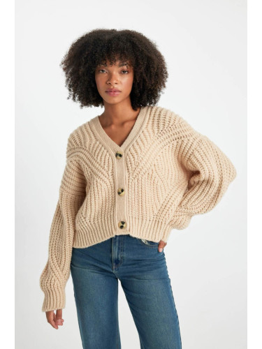 DEFACTO Regular Fit V-Neck Knitwear Cardigan