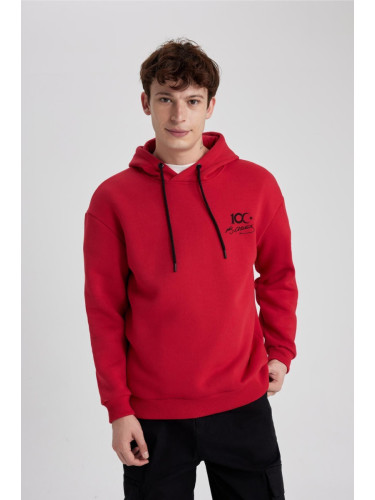 DEFACTO Comfort Fit Back Printed Hooded Sweatshirt