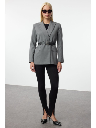 Trendyol Gray Belted Woven Blazer Jacket