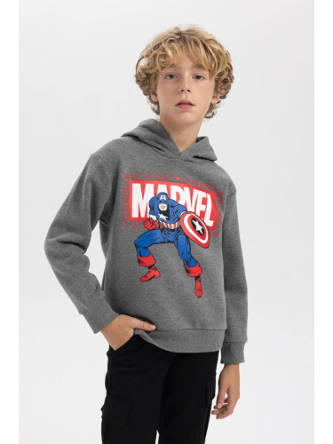 DEFACTO Boys Marvel Logo Only Thick Hooded Sweatshirt