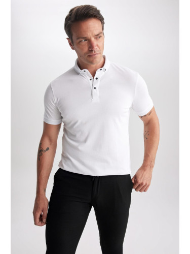 DEFACTO Slim Fit Polo Neck Short Sleeve Cotton T-Shirt