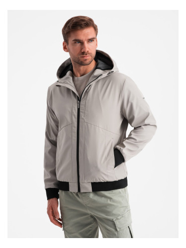 Ombre Men's lightweight jacket with mesh lining and hood - grey