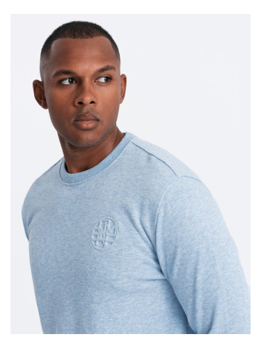 Ombre Men's mélange sweatshirt with embroidered logo - blue