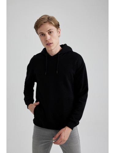 DEFACTO Boxy Fit Hooded Pique Sweatshirt