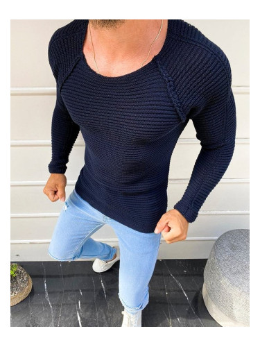 Men's pull-over sweater, navy blue WX1579