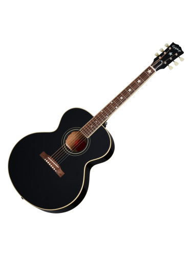 Epiphone J-180 LS Ebony Електро-акустична китара Джъмбо