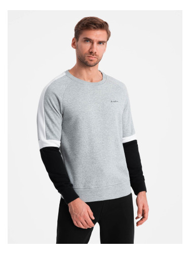 Ombre Tri-color men's sweatshirt with raglan sleeves - gray