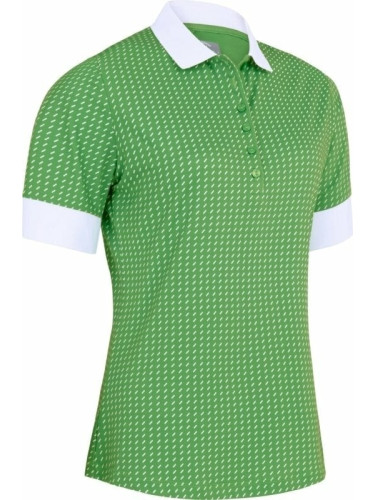 Callaway Women Above The Elbow Sleeve Printed Button Bright Green XS Риза за поло