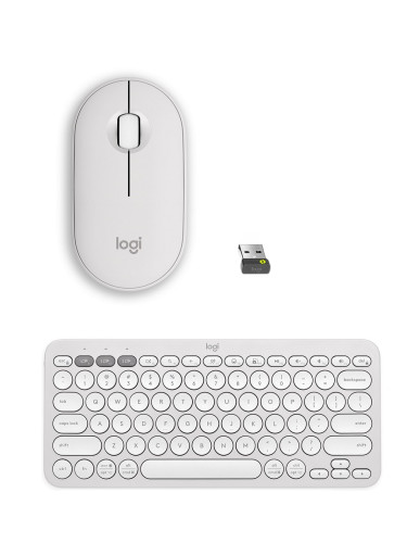  Комплект клавиатура Logitech K380s + мишка Logitech M350s, бели