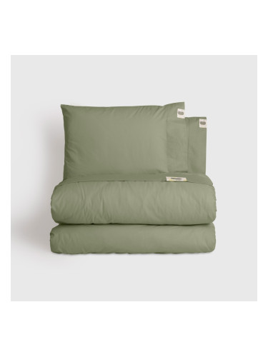 Спално бельо без долен чаршаф ЗЕЛЕН ЛАГОМ, 100% Памук Ранфорс, 3 части