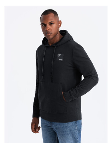 Ombre Men's hooded kangaroo sweatshirt with logo - black