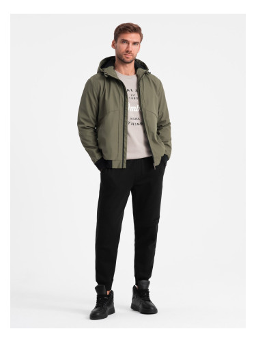 Ombre Men's lightweight jacket with hood and mesh lining - olive