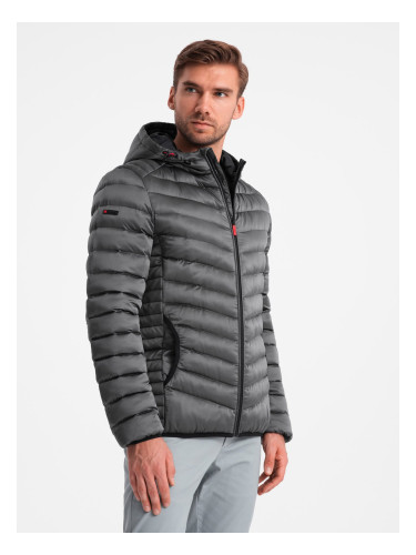 Ombre Lightly insulated quilted men's jacket with satin trim - graphite