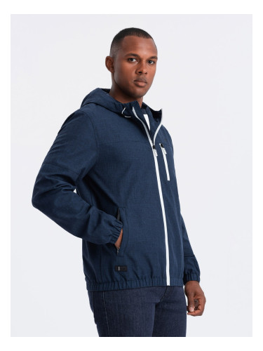 Ombre Men's lightweight sports jacket with fleece lining - navy blue