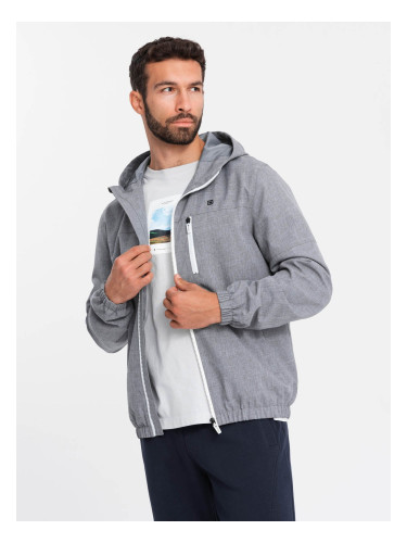 Ombre Men's lightweight sports jacket with fleece lining - gray