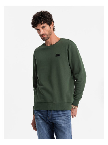 Ombre Men's non-stretch sweatshirt with metal pin - dark green