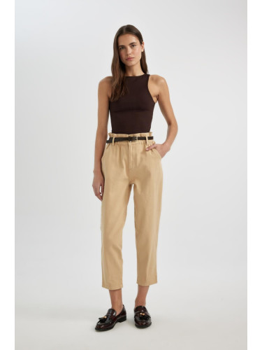 DEFACTO Baggy Fit High Waist Crop Gabardine Trousers