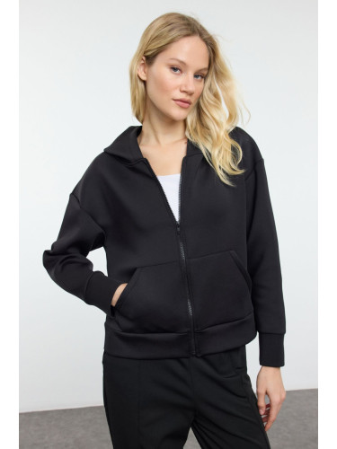 Trendyol Black Diver/Scuba Oversize Sweatshirt