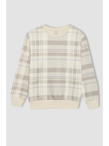 DEFACTO Boy's Crew Neck Patterned Sweatshirt