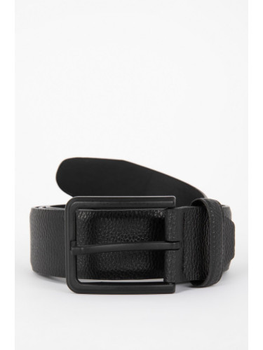 DEFACTO Men's Classic Faux Leather Rectangle Buckle Belt