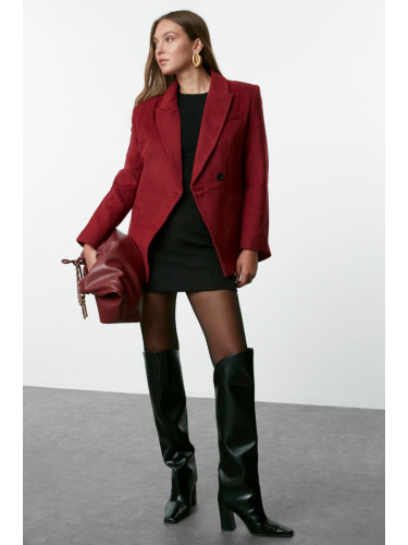 Trendyol Burgundy Cashmere Fitted Blazer Jacket