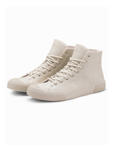 Ombre Men's high-top sneakers shoes with rubber toe - cream