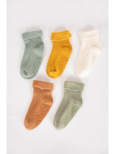 DEFACTO Baby Girl Non-Slip Sole 5-Pack Cotton Long Socks