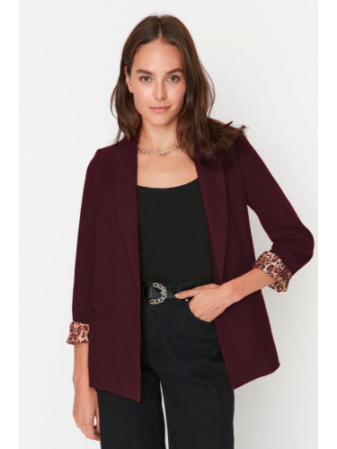 Trendyol Claret Red Regular Leopard Lined Detail Blazer Jacket