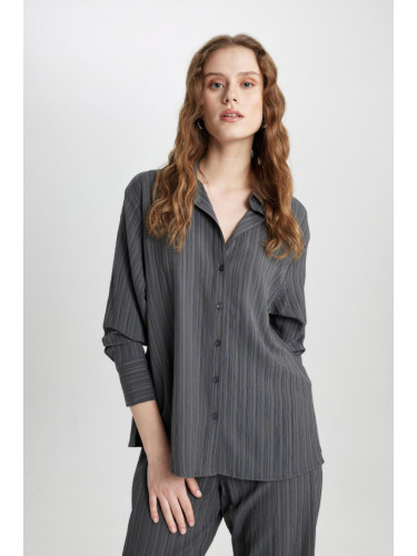 DEFACTO Oversize Fit Crinkle Fabric Long Sleeve Shirt