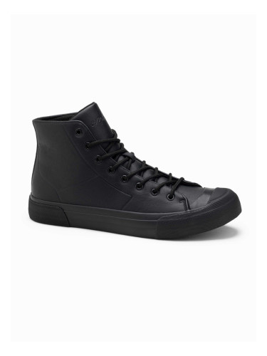 Ombre Men's high-top sneakers with rubber toe - black