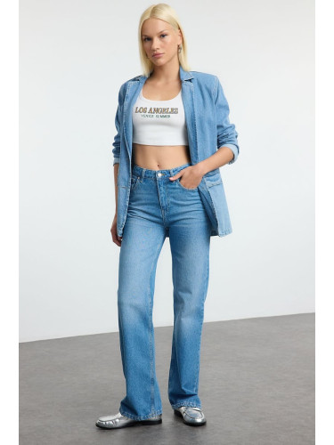 Trendyol Blue High Waist Wide Leg Jeans