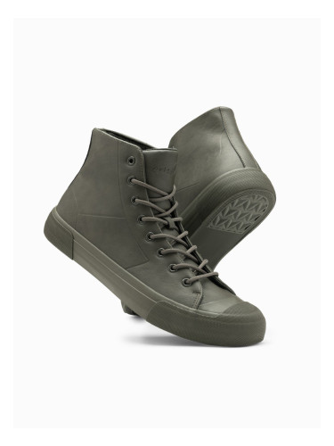 Ombre Men's high-top sneakers with rubber toecap - olive