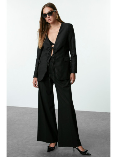 Trendyol Black Tie Detailed Woven Blazer Jacket