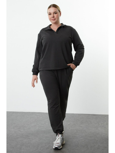 Trendyol Curve Anthracite Thin Knitted Tracksuit Set