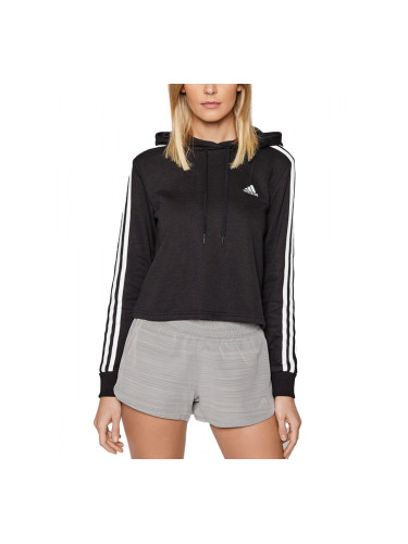 ADIDAS Essentials 3-Stripes Cropped Hoodie Black