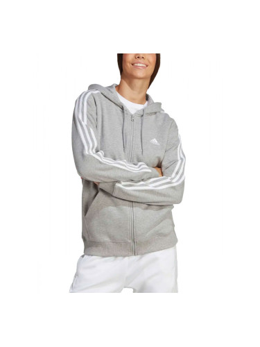 ADIDAS Essentials 3-Stripes French Terry Full-Zip Hoodie Grey