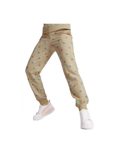 PUMA Brand Love All Over Print Regular Fit Sweatpants Beige