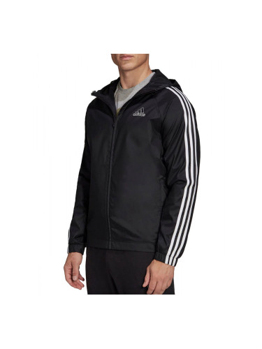 ADIDAS Essentials 3-Stripes Hooded Windbreaker Black