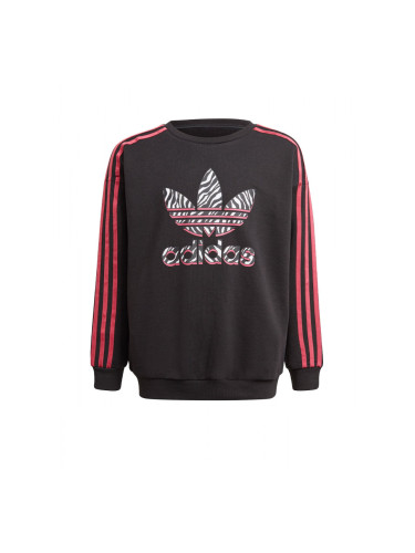 ADIDAS Graphic Print Crew Sweatshirt Black/Pink