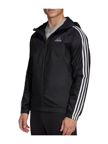 ADIDAS Essentials 3-Stripes Hooded Windbreaker Black