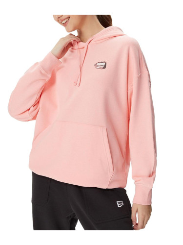 PUMA Downtown Oversized Graphic Hoodie Pink