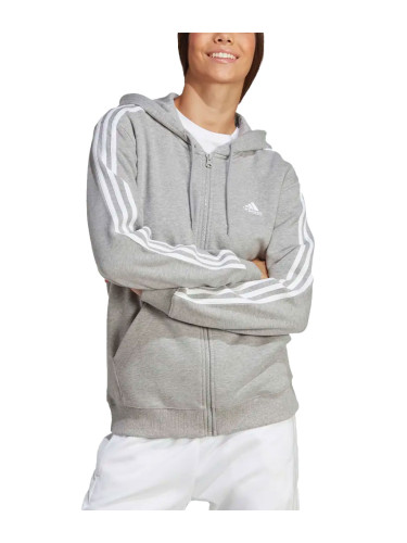 ADIDAS Essentials 3-Stripes French Terry Full-Zip Hoodie Grey