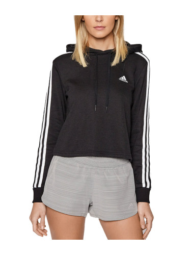 ADIDAS Essentials 3-Stripes Cropped Hoodie Black