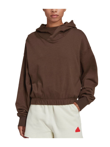 ADIDAS Sportswear Studio Lounge Cropped Hoodie Brown