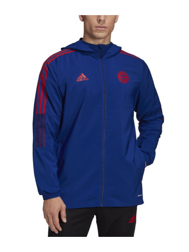 ADIDAS x FC Bayern Munchen Pre Match Hooded Jacket Blue